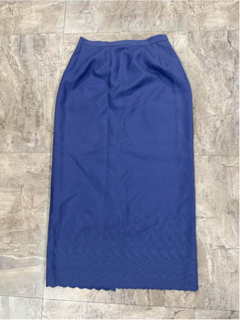 VTG Talbots Petites Lilac 100% Silk Eyelet Bottom MIDI Skirt Size 4 Cottage - Picture 2 of 8